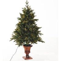 HOMCOM 4ft Green Pre-Lit Artificial Spruce Christmas Tree with LED Lights & Vase Base, Green
