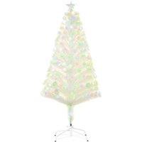 Bon Noel 5ft White Pre-Lit Artificial Fibre Optic Christmas Tree with Multi-Colored 230 LED Lights, White