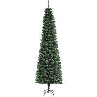 HOMCOM 6.5ft Light Frosted Green Slim Artificial Christmas Tree, Green