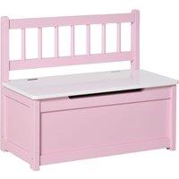 HOMCOM 2in1 Kids Wooden Toy Box Bench w/ Slow Close Lid Pink, Pink