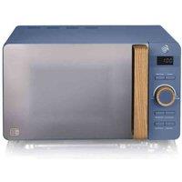Swan SM22036BLUN Retro 800W Digital 20L Nordic Digital Microwave - Blue, Blue