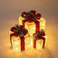 Christmas Workshop 3pc LED Light Up Gift Boxes - Warm White, White