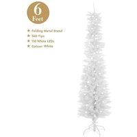 Christmas Workshop 6ft White Pre-Lit Slim Line Christmas Tree, White