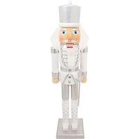 Christmas Workshop Wooden Nutcracker - White & Silver, Silver
