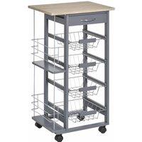 Multi-Use Kitchen Island Trolley Baskets Side Racks Drawer WorktopGrey, Grey