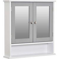 Kleankin Wall Mounted Mirror Cabinet With Double Mirror Doors & Adjustable Shelf - Grey, Grey