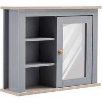 Kleankin Bathroom Mirror Cabinet Storage Organizer, Open Inside Shelves - Grey, Grey