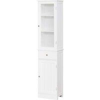 Kleankin Storage Cabinet Organizer Tower with Multiple Shelves & Drawer - White, White