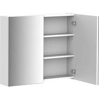 HOMCOM Wall Mounted Bathroom Mirror & Storage Cabinet with Door Adjustable Shelf - White, White