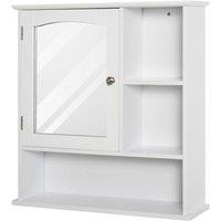 Kleankin Wall-Mounted Cabinet Mirror, Glass Storage Cabinet Cupboard with Shelf - White, White