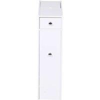 HOMCOM Slim Floor Cabinet, Narrow Wooden Storage with Drawers - White, White