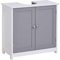 Kleankin 60x60cm Retro Under-Sink Storage Cabinet with Adjustable Shelf Handles - White, White