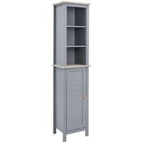 Kleankin Bathroom Floor Cabinet w/ Cupboard & Shelf - Grey, Grey