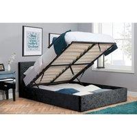 Birlea 150Cm Berlin Fabric Birlea Ottoman Bed Black Crushed Velvet, Black