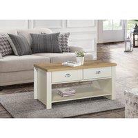 Birlea Highgate 2 Drawer Coffee Table Cream And Oak, Cream