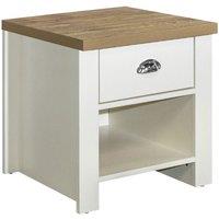 Birlea Highgate 1 Drawer Lamp Table Cream And Oak, Cream