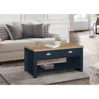 Birlea Highgate 2 Drawer Coffee Table Navy And Oak, Blue
