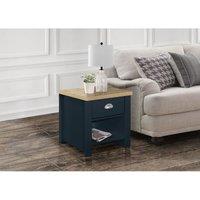 Birlea Highgate 1 Drawer Lamp Table Navy And Oak, Blue