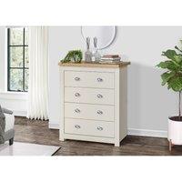 Birlea Highgate 4 Drawer Chest Cream And Oak, Cream