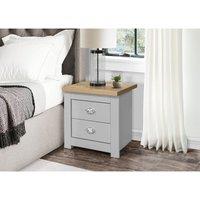 Birlea Highgate 2 Drawer Bedside Grey And Oak, Grey