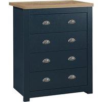 Birlea Highgate 4 Drawer Chest Navy And Oak, Blue