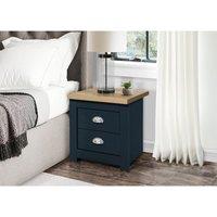 Birlea Highgate 2 Drawer Bedside Navy And Oak, Blue