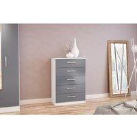 Birlea Lynx 5 Drawer Chest White And Grey, White