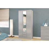 Birlea Lynx 3 Door 2 Drawer Wardrobe With Mirror Grey, Grey