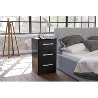 Birlea Lynx 3 Drawer Bedside Table Black, Black