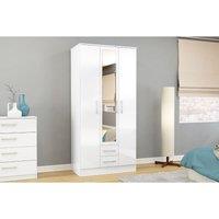 Birlea Lynx 3 Door 2 Drawer Wardrobe With Mirror, White