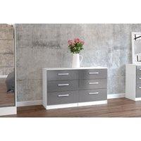 Birlea Lynx 6 Drawer Chest White And Grey, White