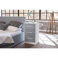 Birlea Lynx 3 Drawer Bedside Table White And Grey, White