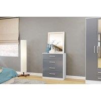 Birlea Lynx 4 Drawer Chest White And Grey, White