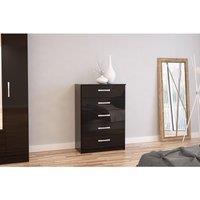 Birlea Lynx 5 Drawer Chest Black, Black