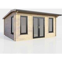 Power 16' x 12' Apex Log Cabin - Central Doors, Brown