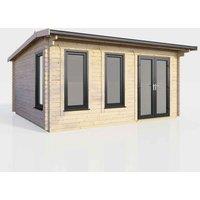 Power 16' x 12' Apex Log Cabin - Right Hand Doors, Brown