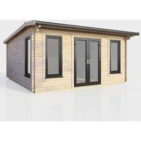 Power 16' x 14' Apex Log Cabin - Central Doors, Brown