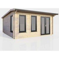 Power 16' x 14' Apex Log Cabin - Right Hand Doors, Brown