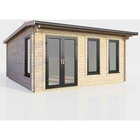 Power 16' x 14' Apex Log Cabin - Left Hand Doors, Brown