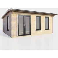 Power 18' x 12' Apex Log Cabin - Left Hand Doors, Brown