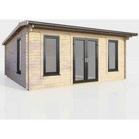 Power 18' x 14' Apex Log Cabin - Central Doors, Brown