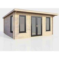 Power 16' x 12' Pent Log Cabin - Central Doors, Brown