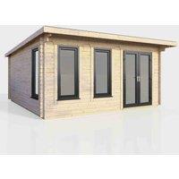 Power 16' x 14' Pent Log Cabin - Right Hand Doors, Brown