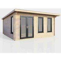 Power 16' x 14' Pent Log Cabin - Left Hand Doors, Brown