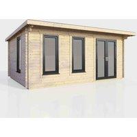 Power 18' x 10' Pent Log Cabin - Right Hand Doors, Brown