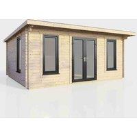 Power 18' x 12' Pent Log Cabin - Central Doors, Brown
