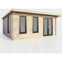 Power 18' x 12' Pent Log Cabin - Right Hand Doors, Brown