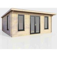 Power 18' x 14' Pent Log Cabin - Central Doors, Brown