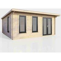 Power 18' x 14' Pent Log Cabin - Right Hand Doors, Brown