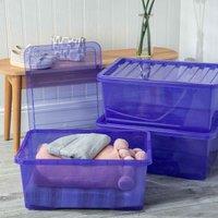Wham Set 3 Crystal 45 Litre Box & Lid - Blue, Blue